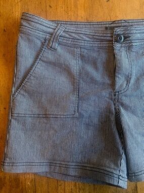 Prana Navy and White Pinstripe Women's Cargo Shorts